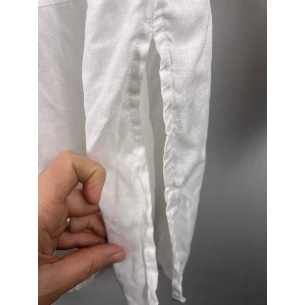 Tahari White 100% Linen Button Front Tunic Shirt Dress Tie Sleeves M Coastal - Image 5