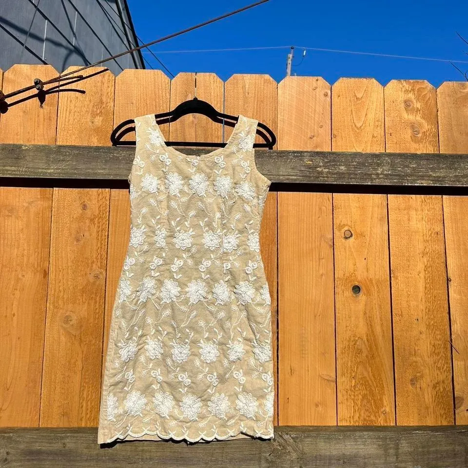 Vintage floral dress by cw dresses‎ size small Tan - Image 2