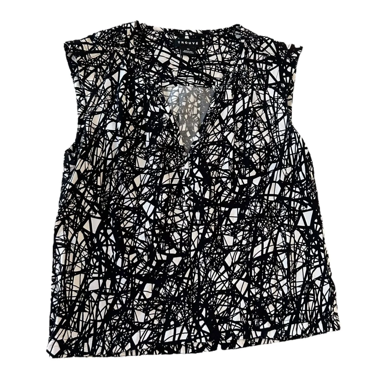 TROUVE Abstract White Black Geometric Print‎ Ankle Pants Set Top XS Pant S - Image 7