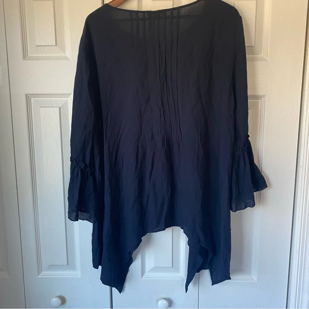 Jane and Delancey XL Tunic Blouse Navy Sheer Whimsigoth Witchy Fairy Grunge Boho - Image 8