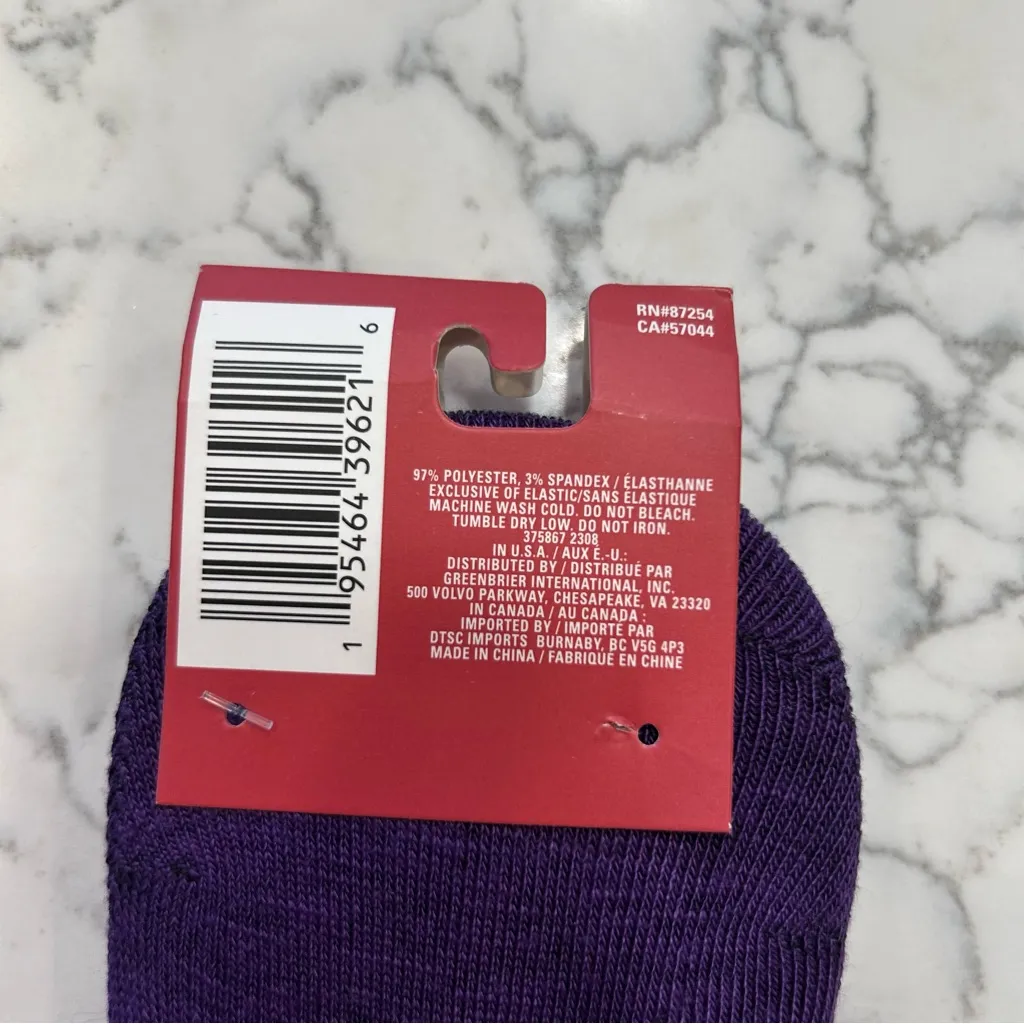 NWT Juncture Woman’s No Slip Shoe Liners Purple Blue Butterfly Socks Size 5 - Image 4