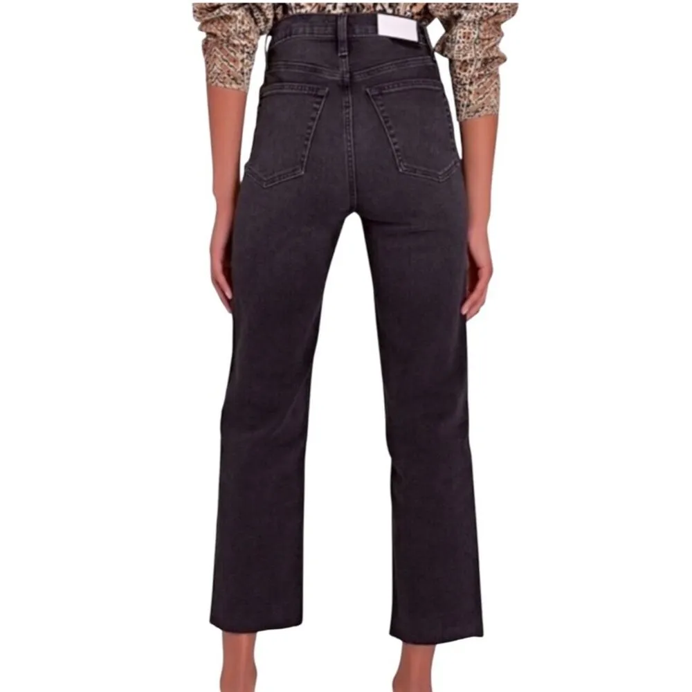 Re/Done Womens High-Rise Straight Leg Black Denim Jeans Size 29 - Image 4