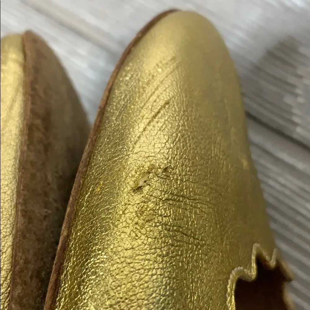Chloe Lauren metallic gold scalloped flats Sz 36.5 - Image 7