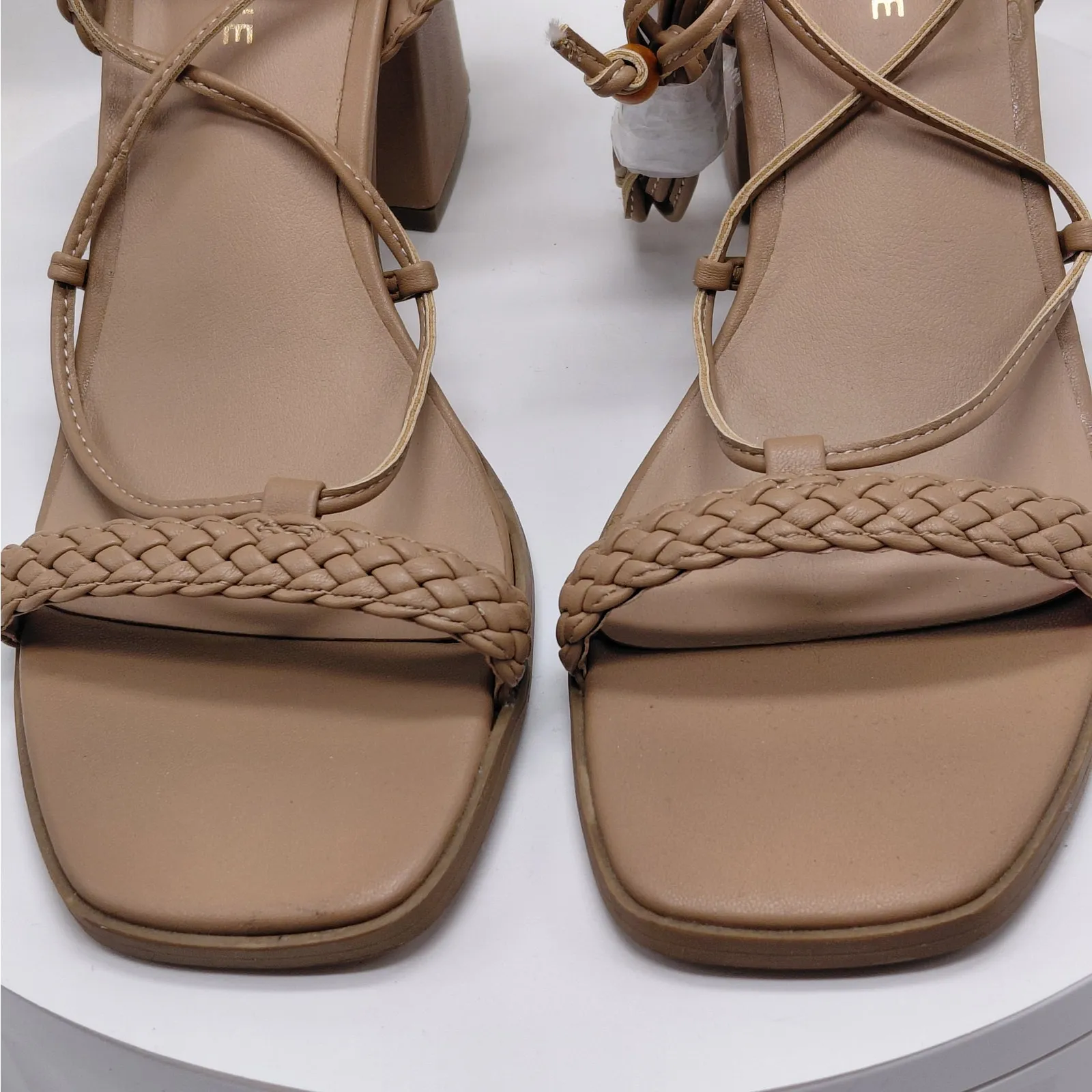 Sun & Stone Gemmaa Lace Up Block Heel Sandals Women's 7.5 Tan Casual Boho Shoes - Image 5