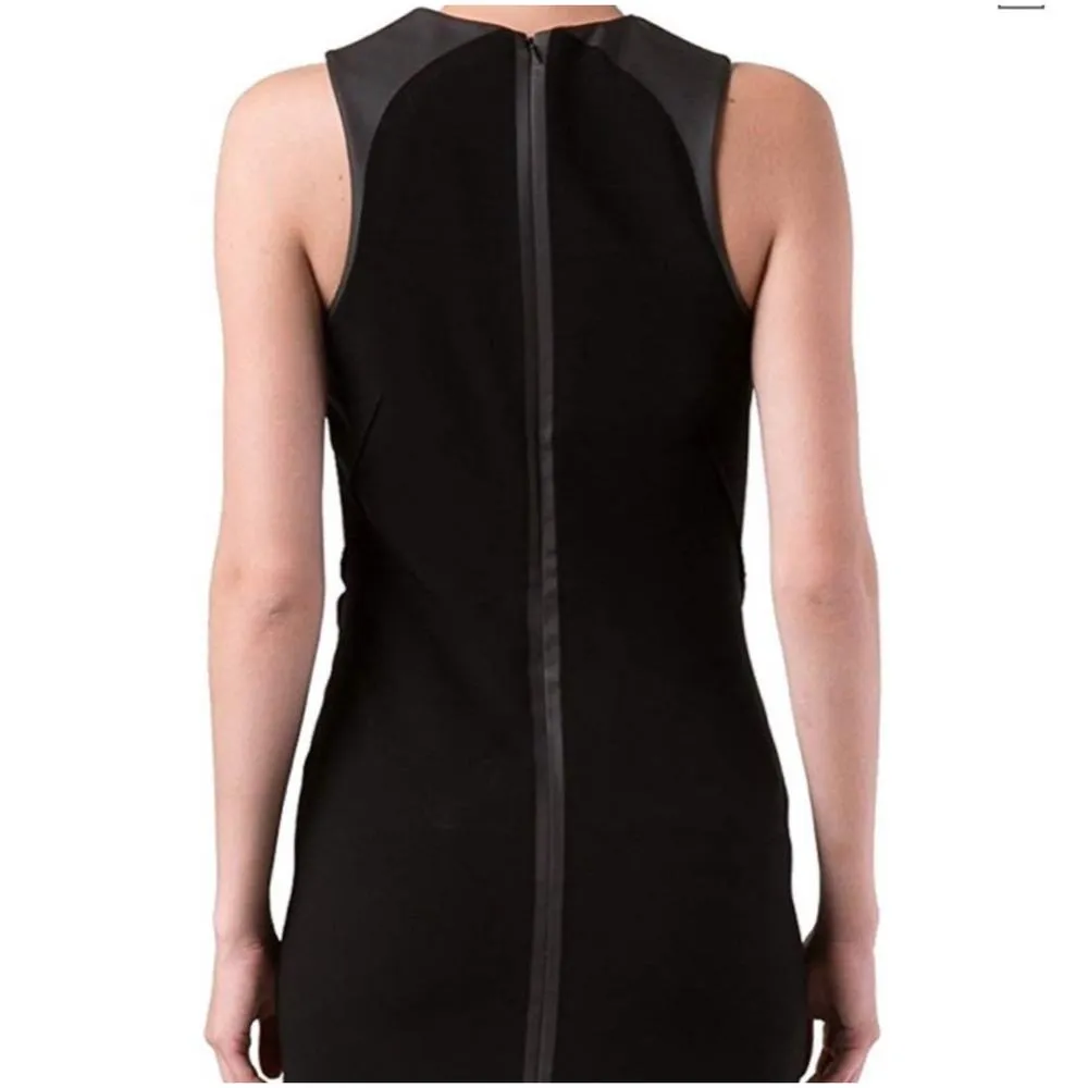 RAG & BONE Women’s Nudie Black Faux Leather Trimmed Sheath Mini Dress - Image 4