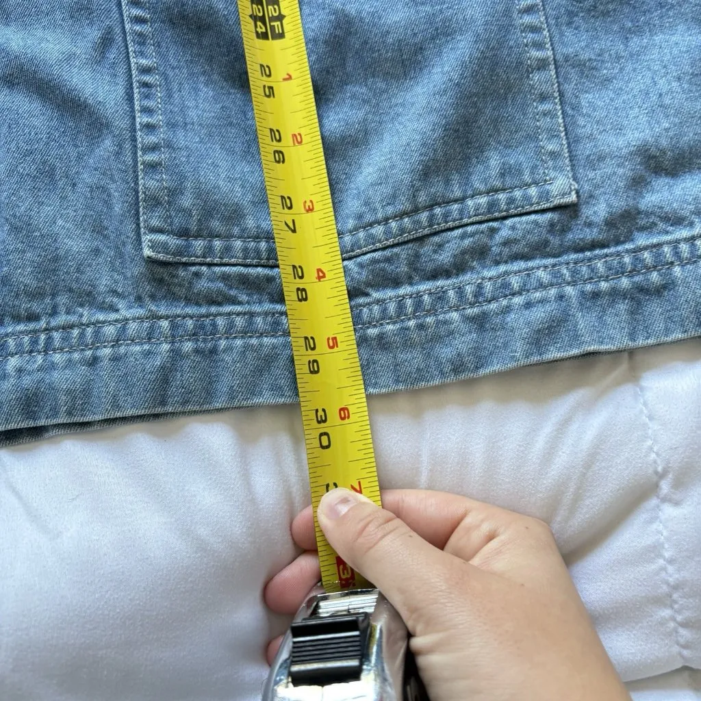 Vintage 80s 90s Embroidered Embellished Denim Blue Jean Jacket Beaded Womens XL - Image 5