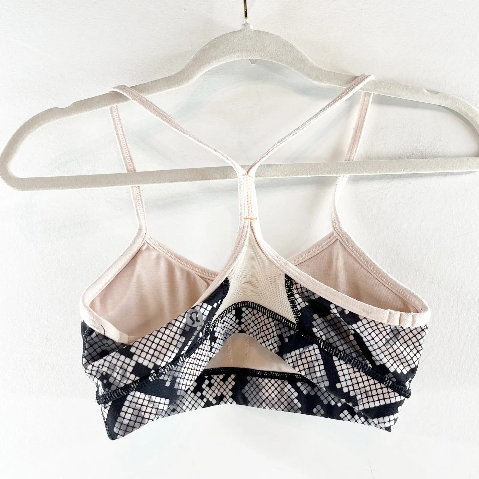 Lululemon Flow Y Racerback Sports Bra Snake Print Black Pink 4 - Image 4