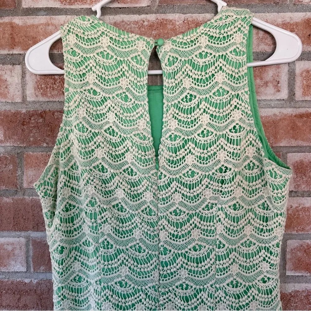 Southern Tide Sawyer Scalloped Lace Sheath Dress Cream Green Size 8 Spring - Image 8