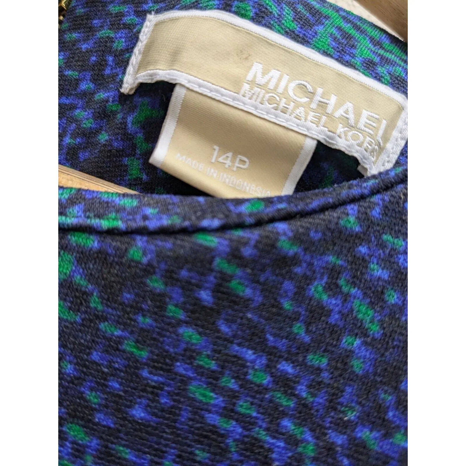 Michael Kors Women's Mini Dress Black Green Blue Paisley MK Size 14 Petite - Image 2