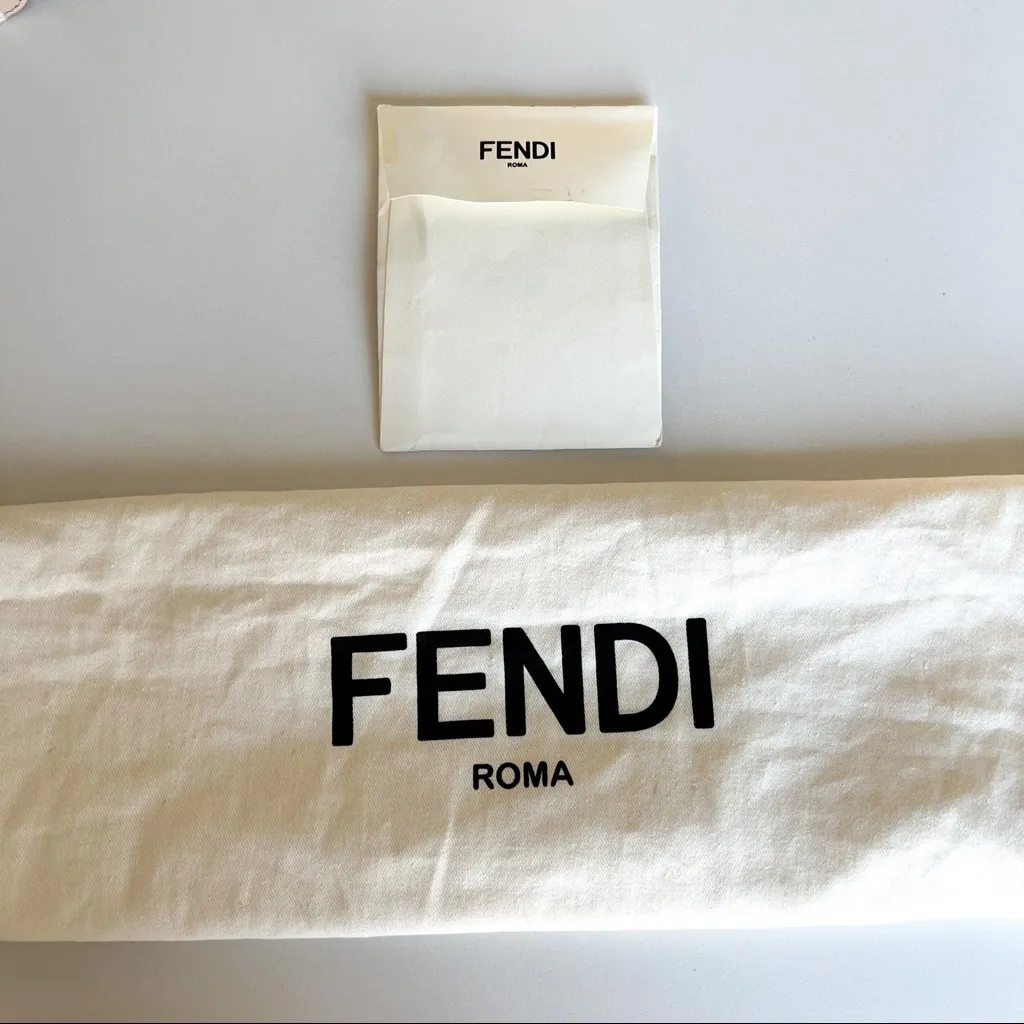 NWOT FENDI Embossed Kan U Bag Purse in Nude Suede and Patent Leather - Image 16