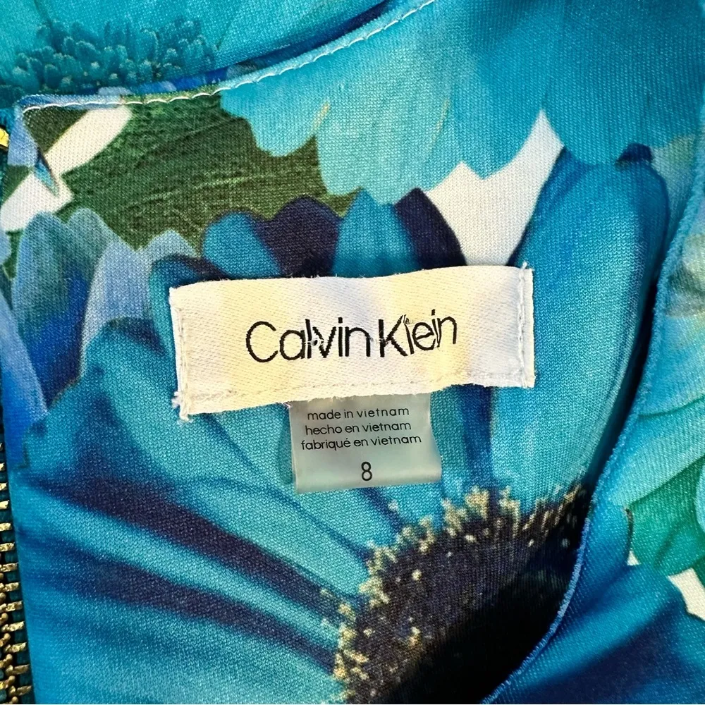 Calvin Klein Scuba Bold Floral Sleeveless Princess Seamed Sheath Dress size 8 - Image 9