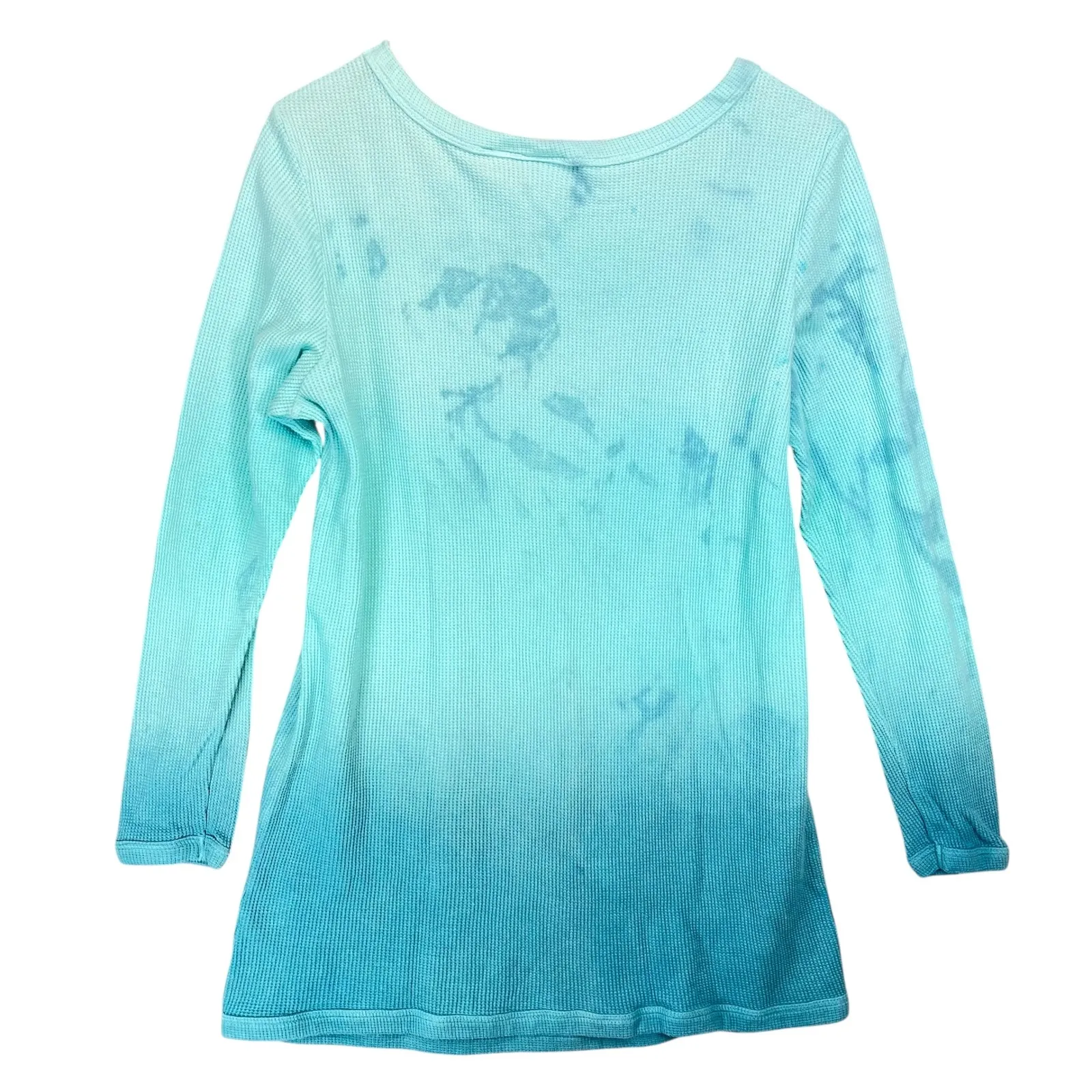 Main Street Blues Women's Blue Ombre Waffle Knit Long‎ Sleeve Top Medium - Image 2