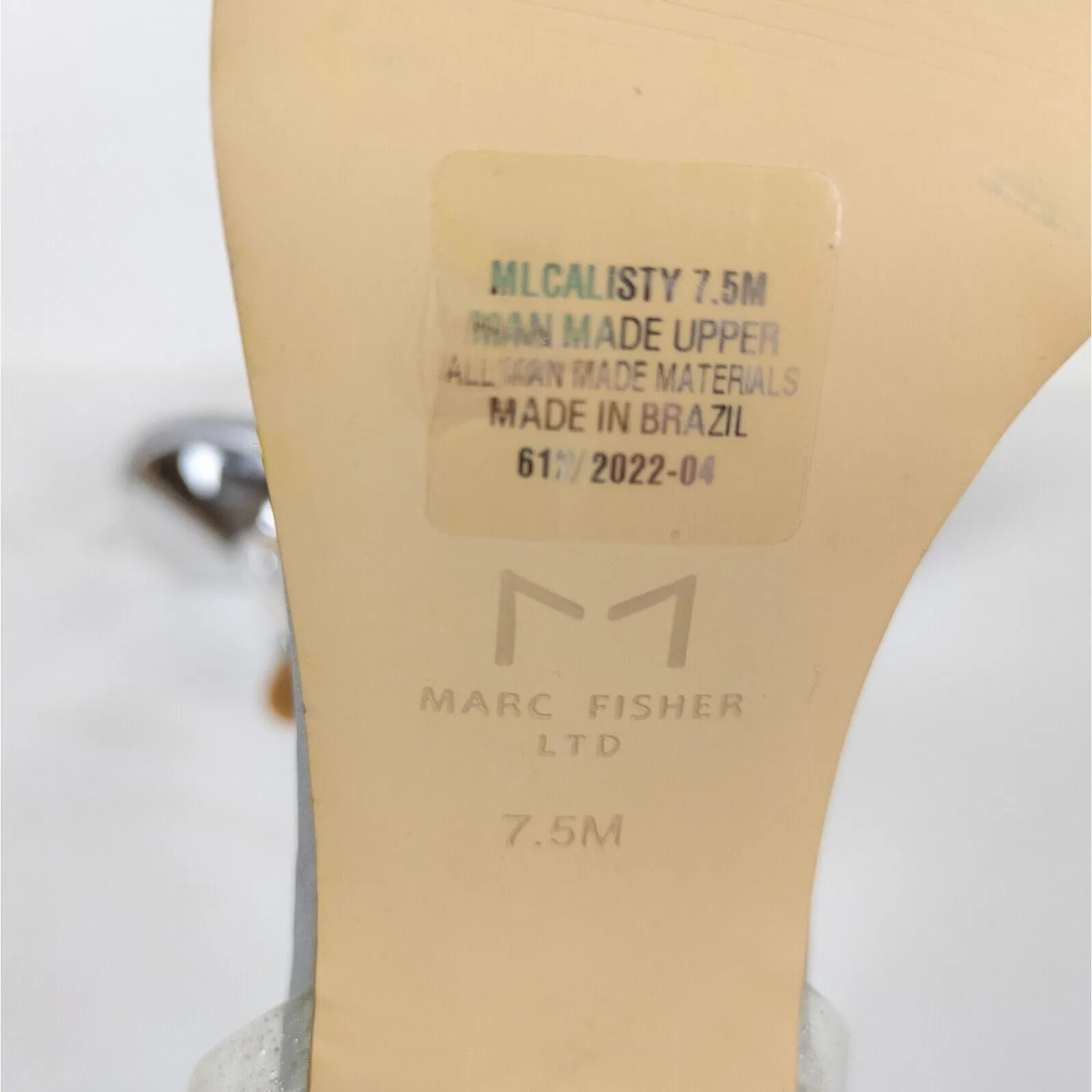 MARC FISHER Silver Calisty Heeled Sandal Sparkle Clear Straps Women's 7.5 - Image 8