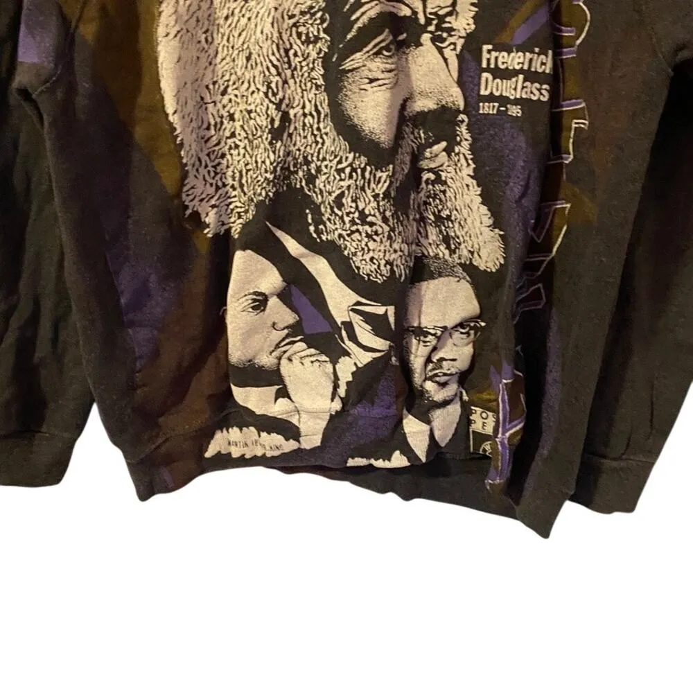 Vintage Positive People Black History Fredrick Douglas MLK Malcolm X Sweatshirt Gray Size XL - Image 9