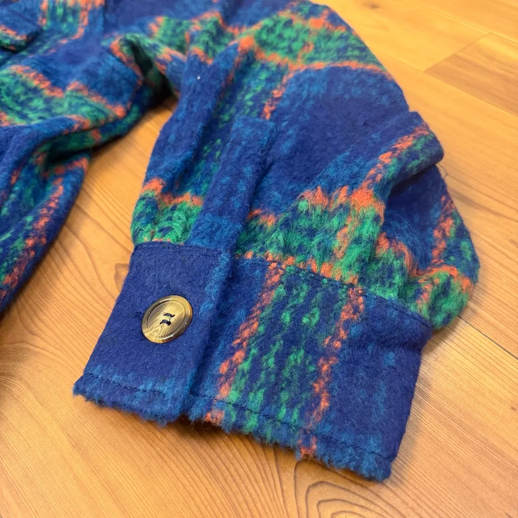 GeeGee Oversized Plaid Brushed Flannel Collard Barn Shacket Coat Pockets 1X New - Image 10