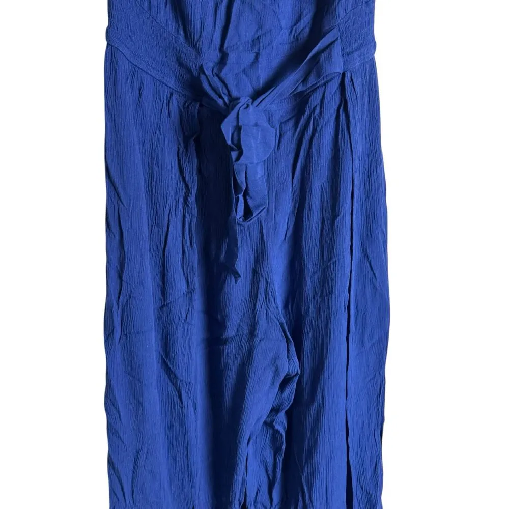 Becca Ponza Blue Strapless Cropped Wide Leg Beach Coverup Jumpsuit Size Large - Image 5