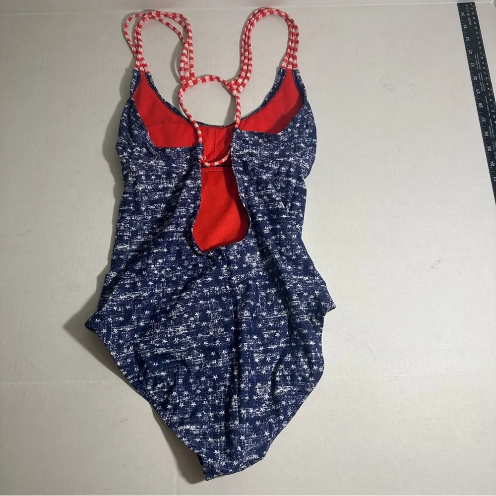 Mossimo‎ Womens Swimsuit One Piece Red White Blue Patriotic Stars Stripes Size M - Image 5