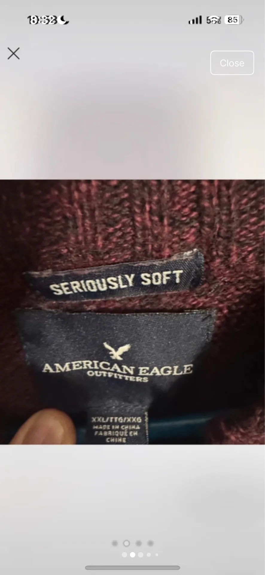 American Eagle Seriously Soft Burgundy Henley Sweater Men’s XXL - Image 2