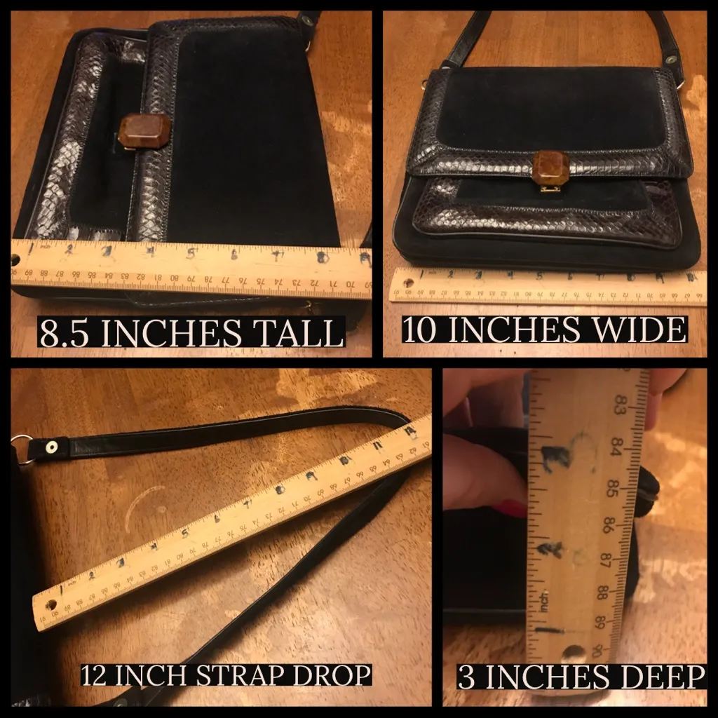 VINTAGE 1960'S CAPRICE ORIGINALS BLACK SUEDE & BROWN SNAKESKIN - Image 14