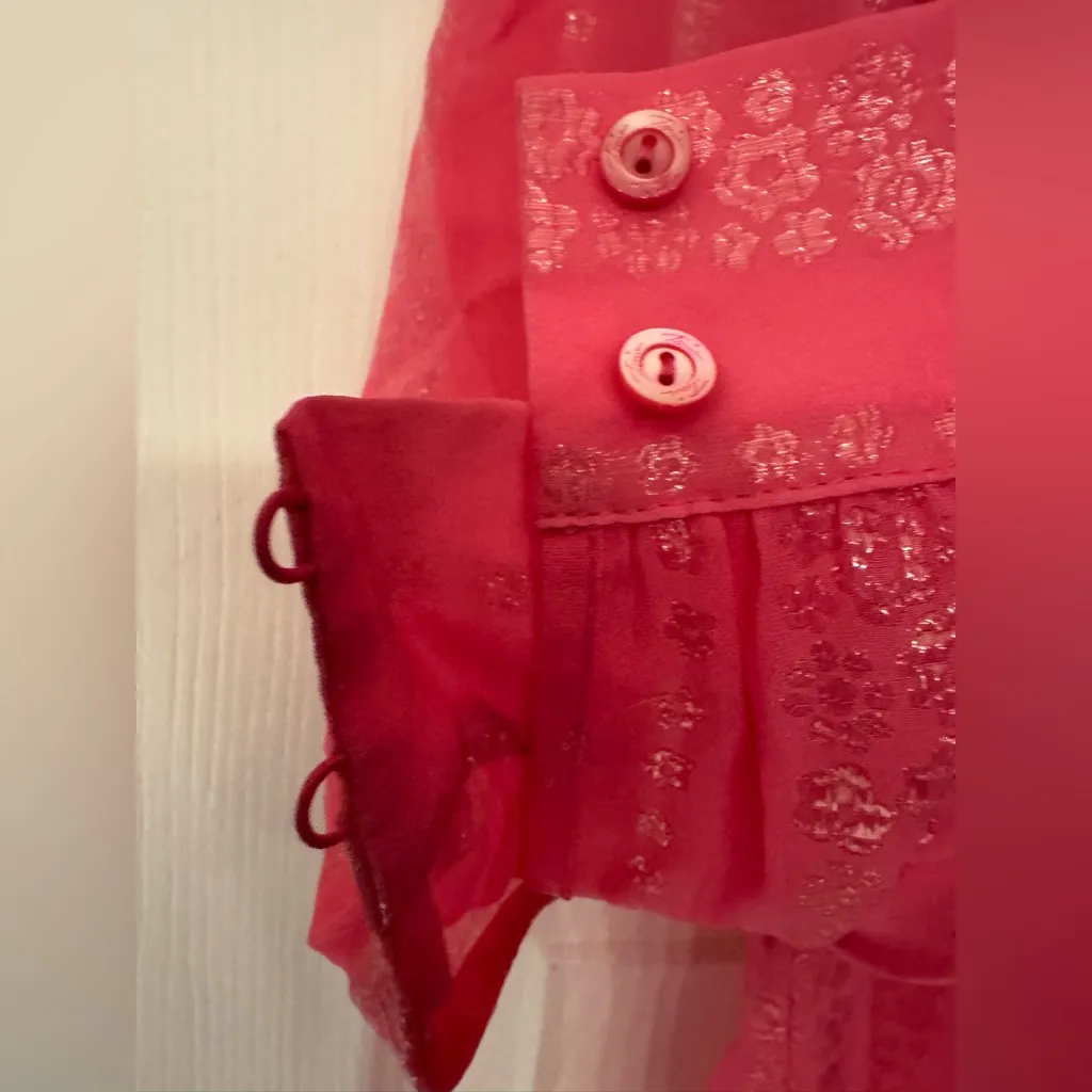 Trina Turk Puff 3/4 Sleeve Elegant Women’s Sparkle Pink Blouse Size Small - Image 8