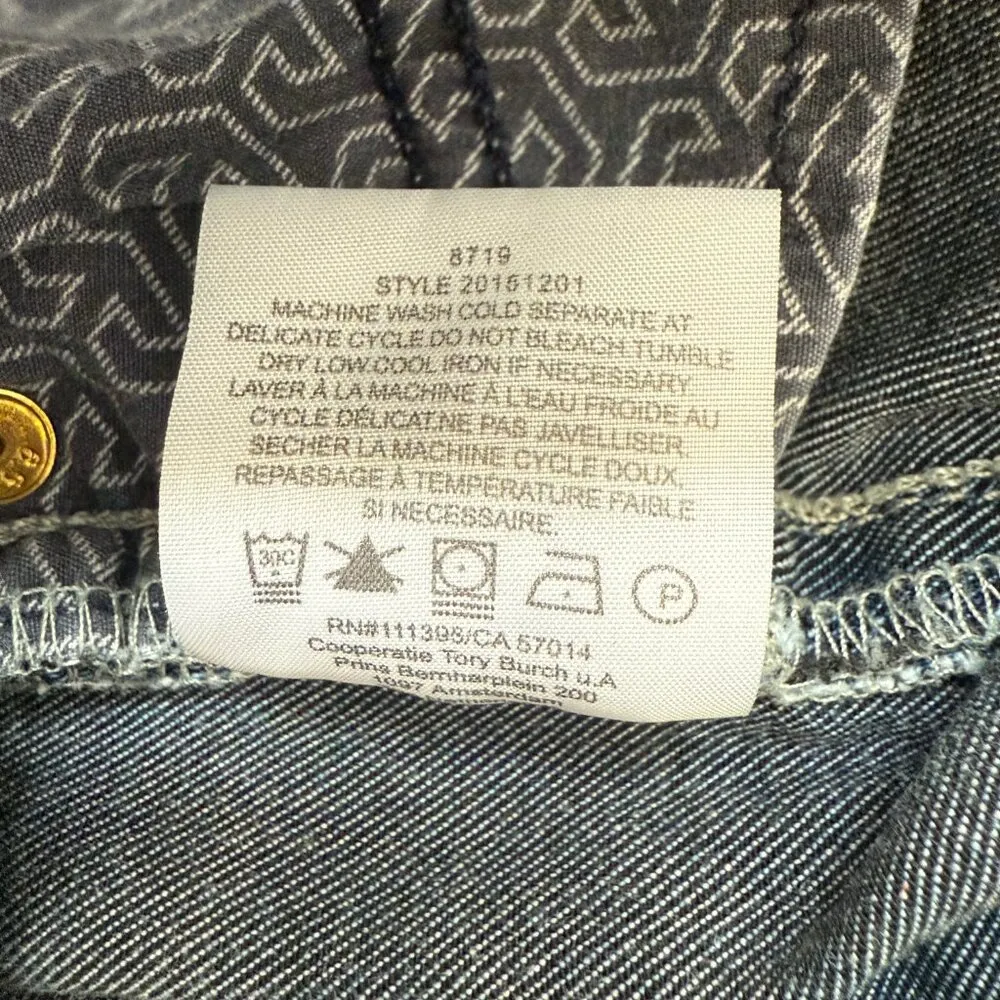 Tory Burch Straight Leg Denim Jeans Womens 28 Blue Stretch Logo Designer Classic - Image 12