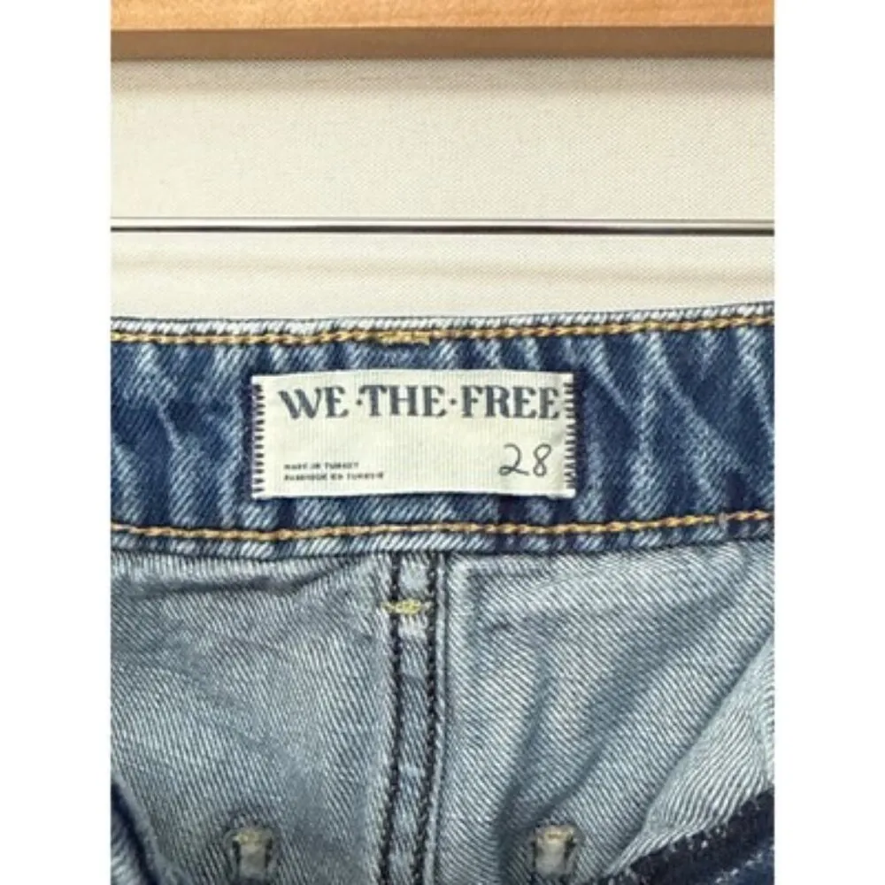 We The Free Womens Denim Jeans Size 28 Blue High Waist Cropped Raw Hem Style - Image 2