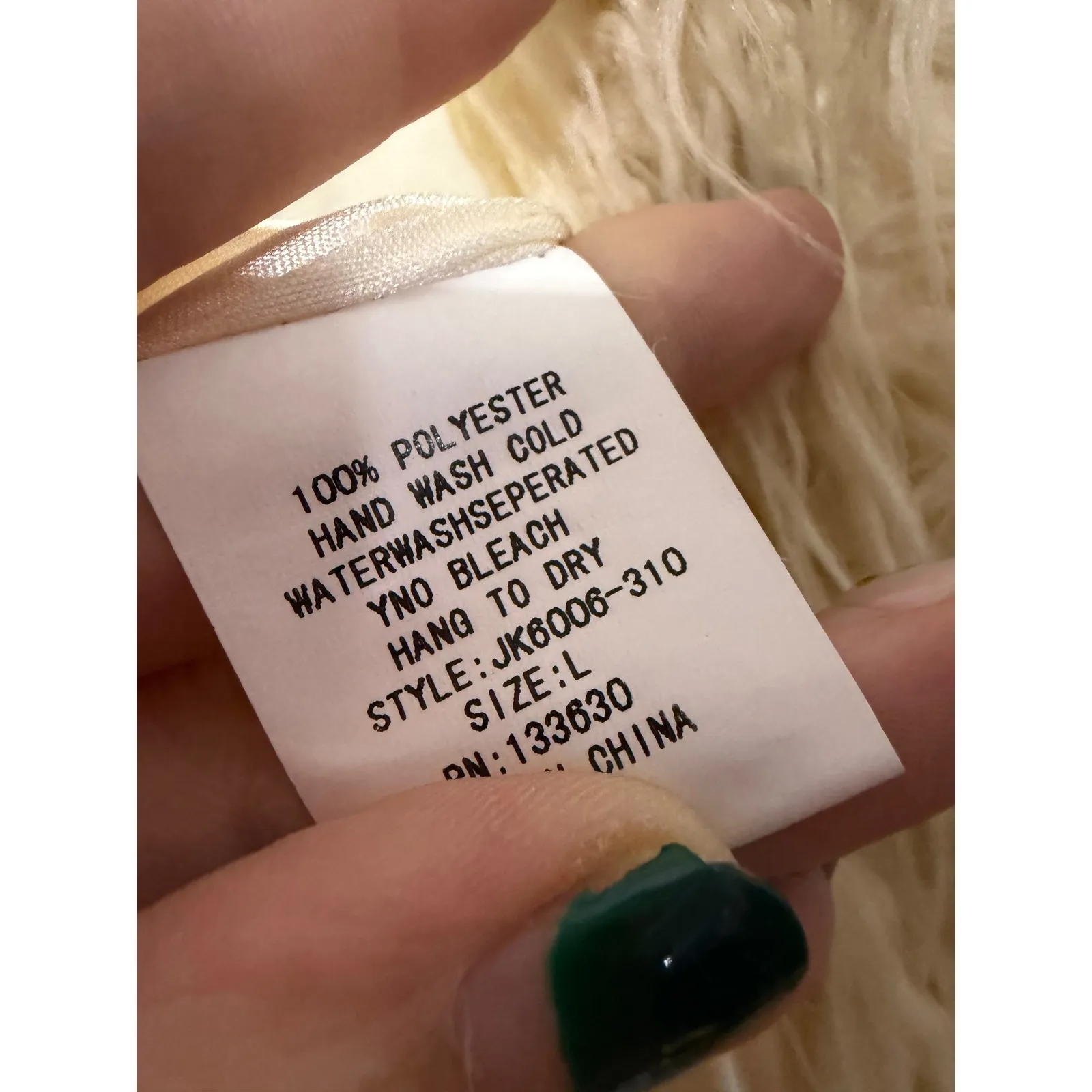 Dani Collection Cream Fringe Faux Fur Vest Size Large Boho Timeless Old Money - Image 6