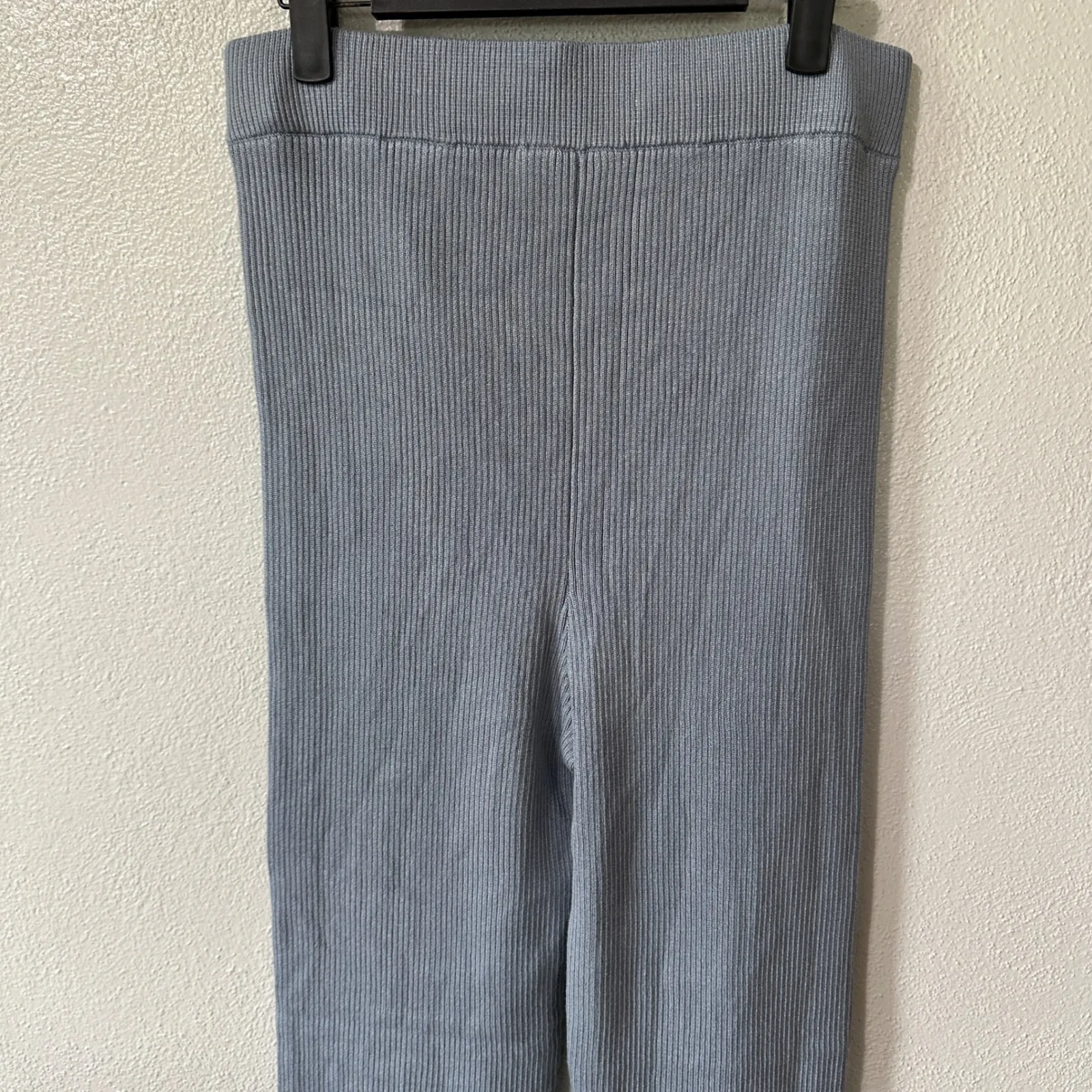 Abercrombie & Fitch Ribbed Kick‎ Flare Leggings High Waist Split Hem Blue Medium - Image 5