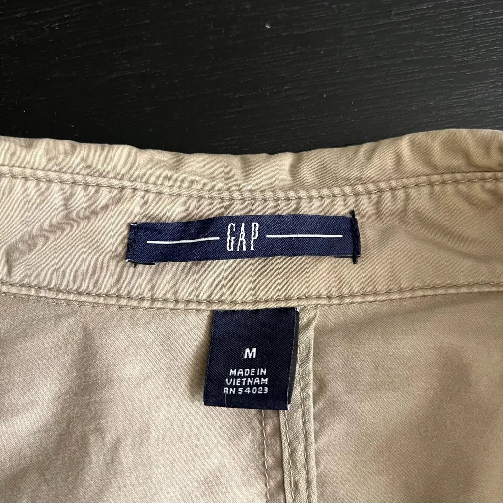 Gap Khaki Jacket Belted Trench Beige 3/4 Sleeve 100% Cotton Twill Women's Size M - Image 3