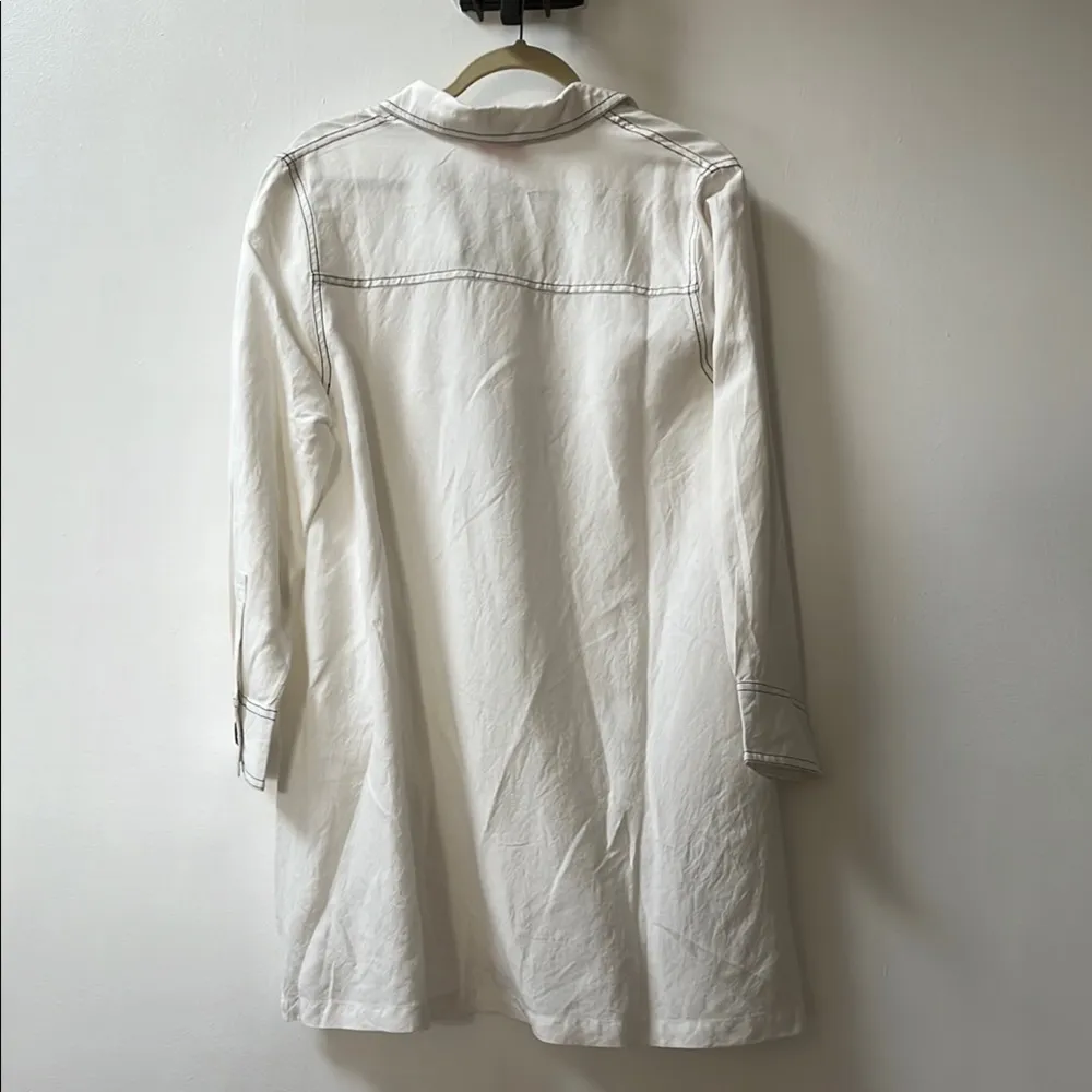 🆕 Solid & Striped | White Long-Sleeve Dress with Pockets Navy Stitching - Image 8