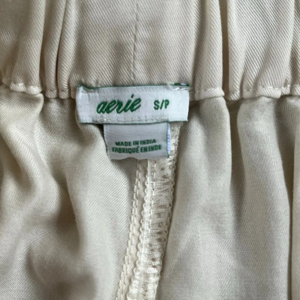 Aerie Women's Soft Knit Tie Waist Pull On Shorts Color Cream Size S. NEW - Image 6