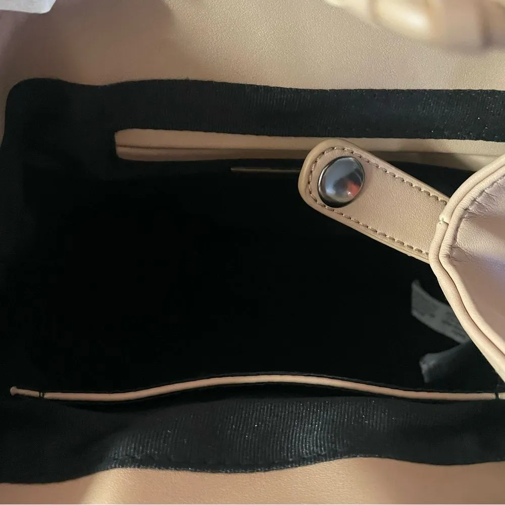 Street Level NWT Boho Nude Faux Leather Magnetic Snap Button Bucket Backpack - Image 6