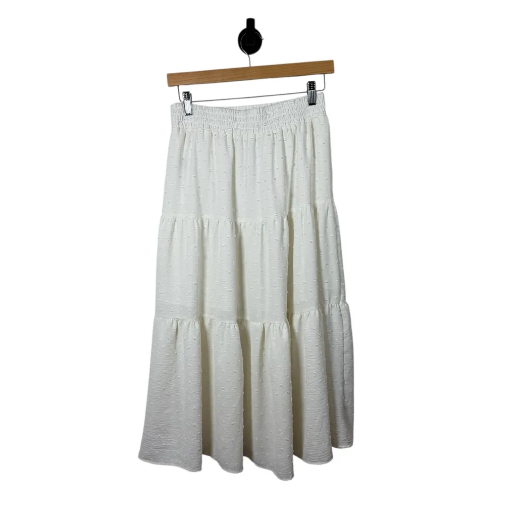 Frye & Co Women’s Swiss Dot Tiered Midi Skirt in Ivory Size S - Image 9