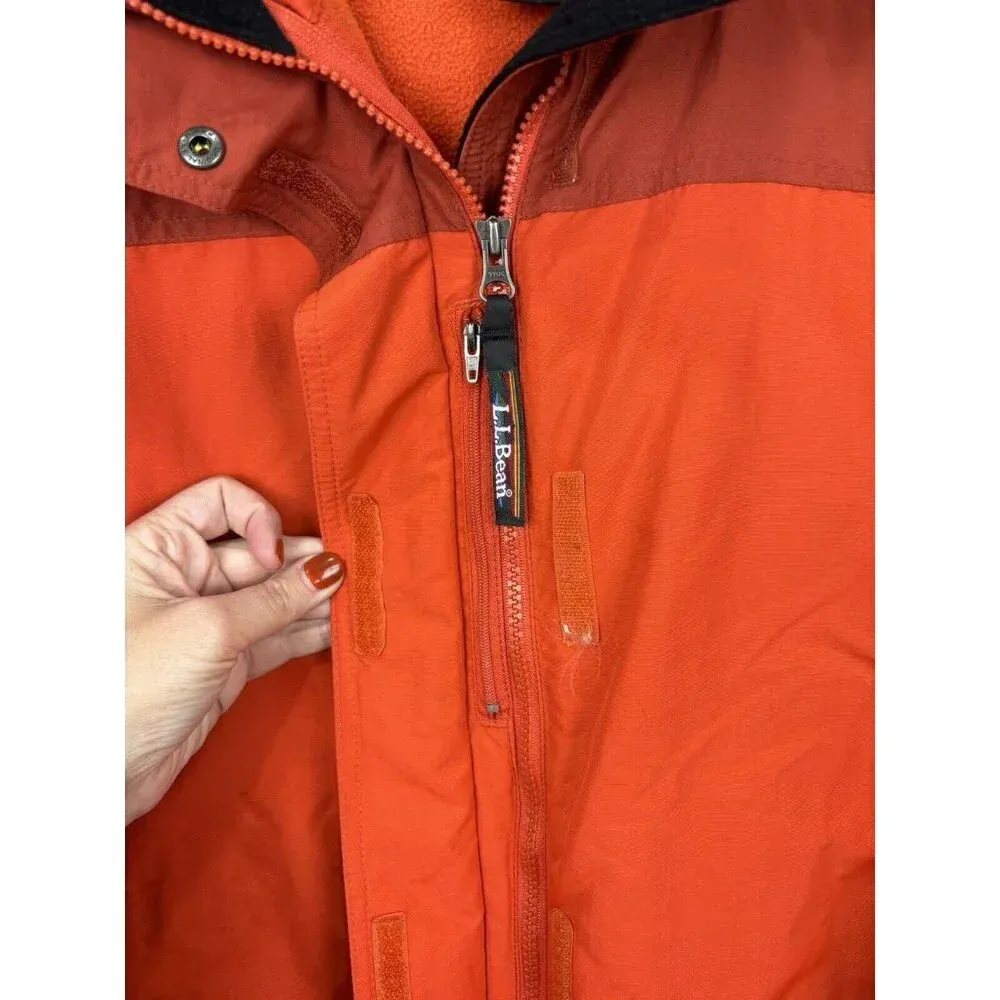 L.L. Bean Women’s Size Small Coat Jacket Orange Zip Up Hooded 2 in 1 Fleece Ski - Image 3