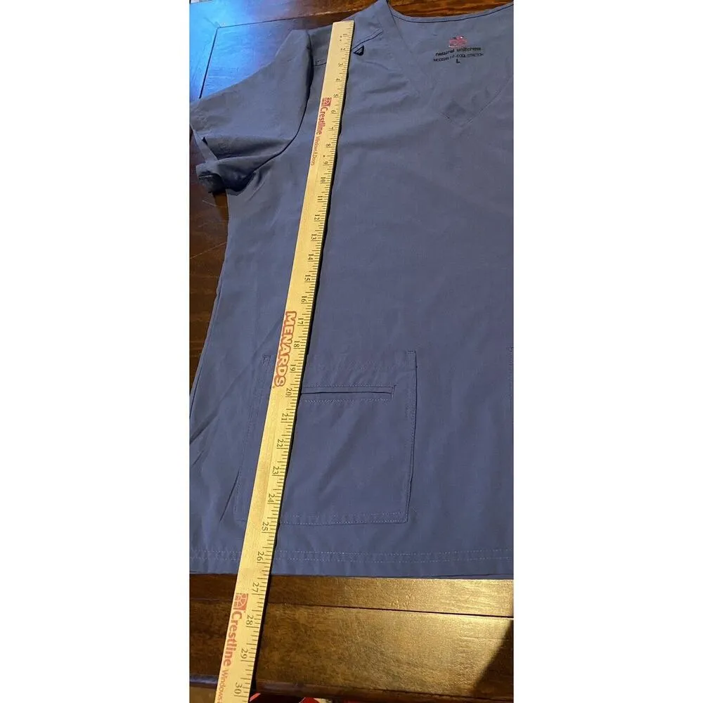 Natural Uniforms Scrub Top Large Blue Modern Fit Cool Stretch Nurse Medical Vet - Image 6