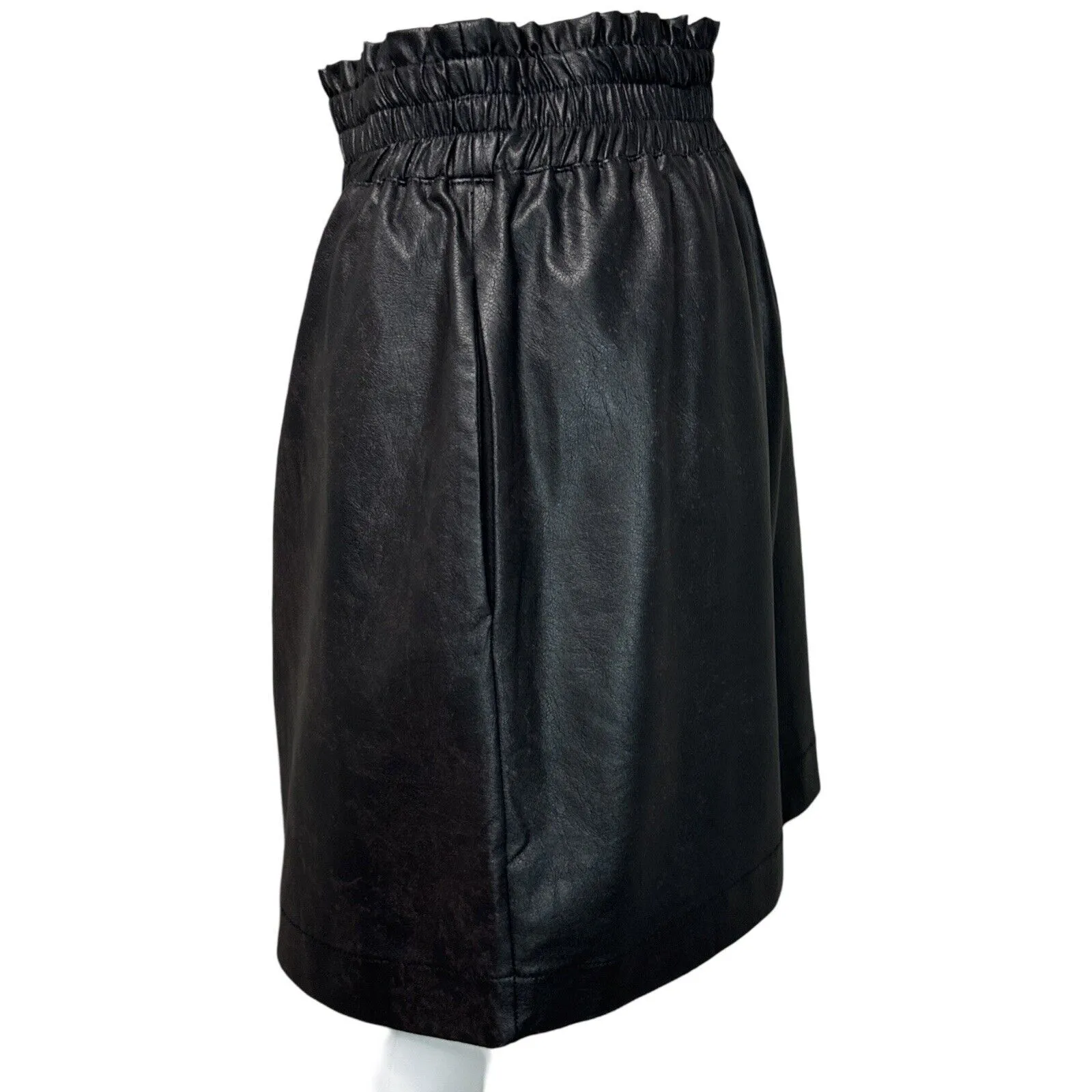 Splendid Skirt Women Small‎ Black Faux Leather Paperbag Skirt Mini Edgy Festival - Image 3