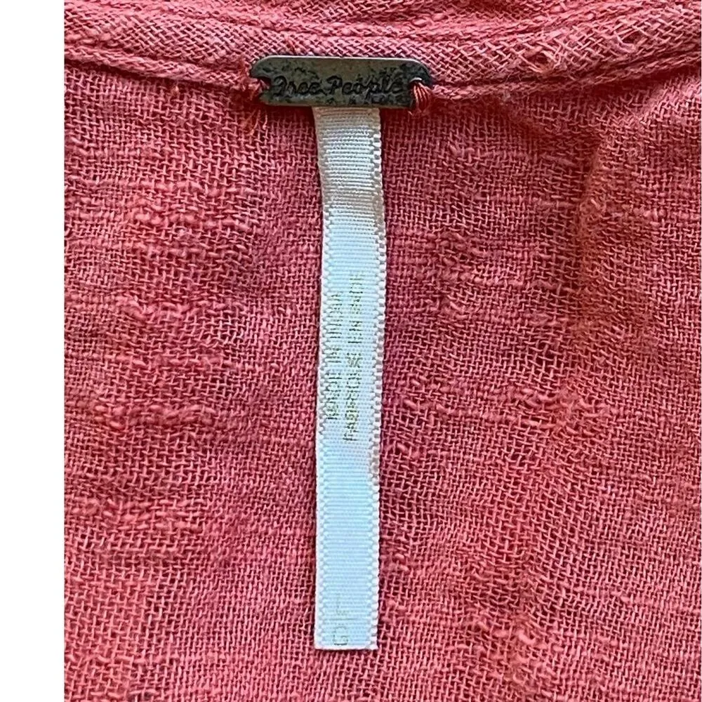 FREE PEOPLE Terracotta Cotton Gauze Boho Pockets Tie Back Bohemian Tunic ~ LARGE - Image 6