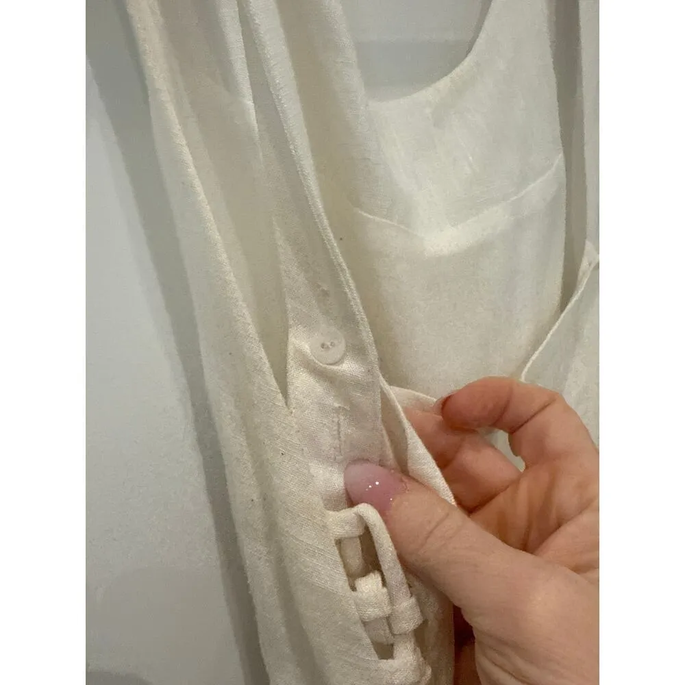 Lucca Couture Mini Dress with Side Lace Up Detail in White, M - Image 8