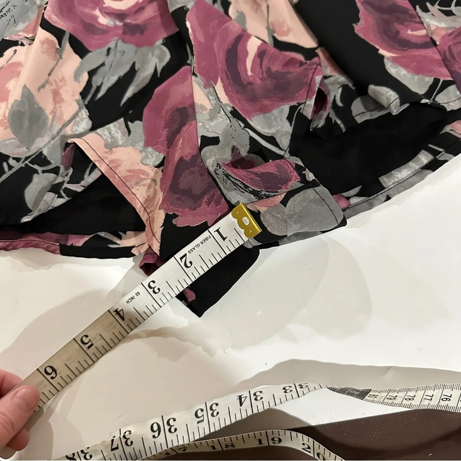 Lulus What’s Bloomin Bell Sleeve‎ Black, Pink & Gray Floral Romper Size S - Image 13