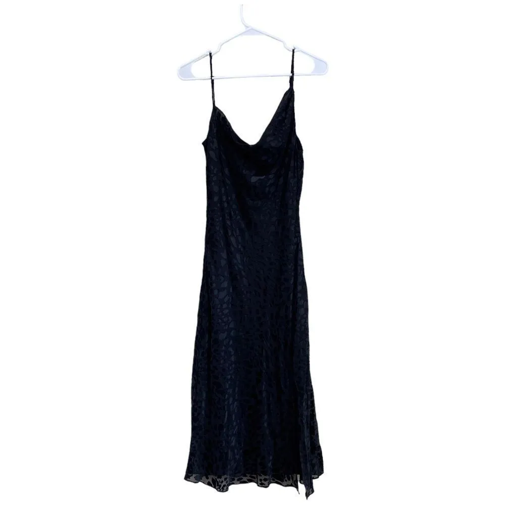 GOOD AMERICAN Velvet Burnout Dress Black Leopard Asymmetric Cowl Size 2 Medium - Image 2