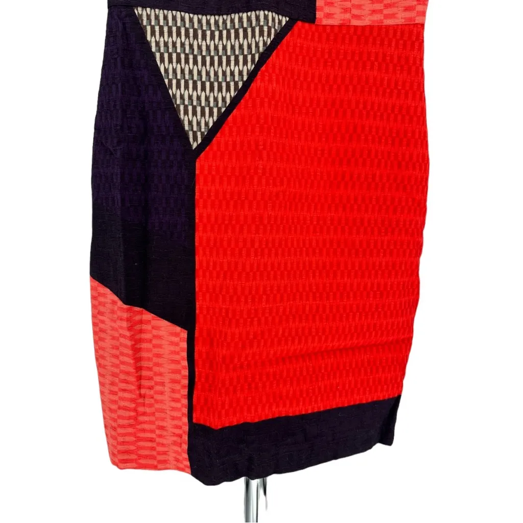 Tabitha Swallowtail Colorblock Orange Dress Sheath size 6 Cotton Sleeveless - Image 5