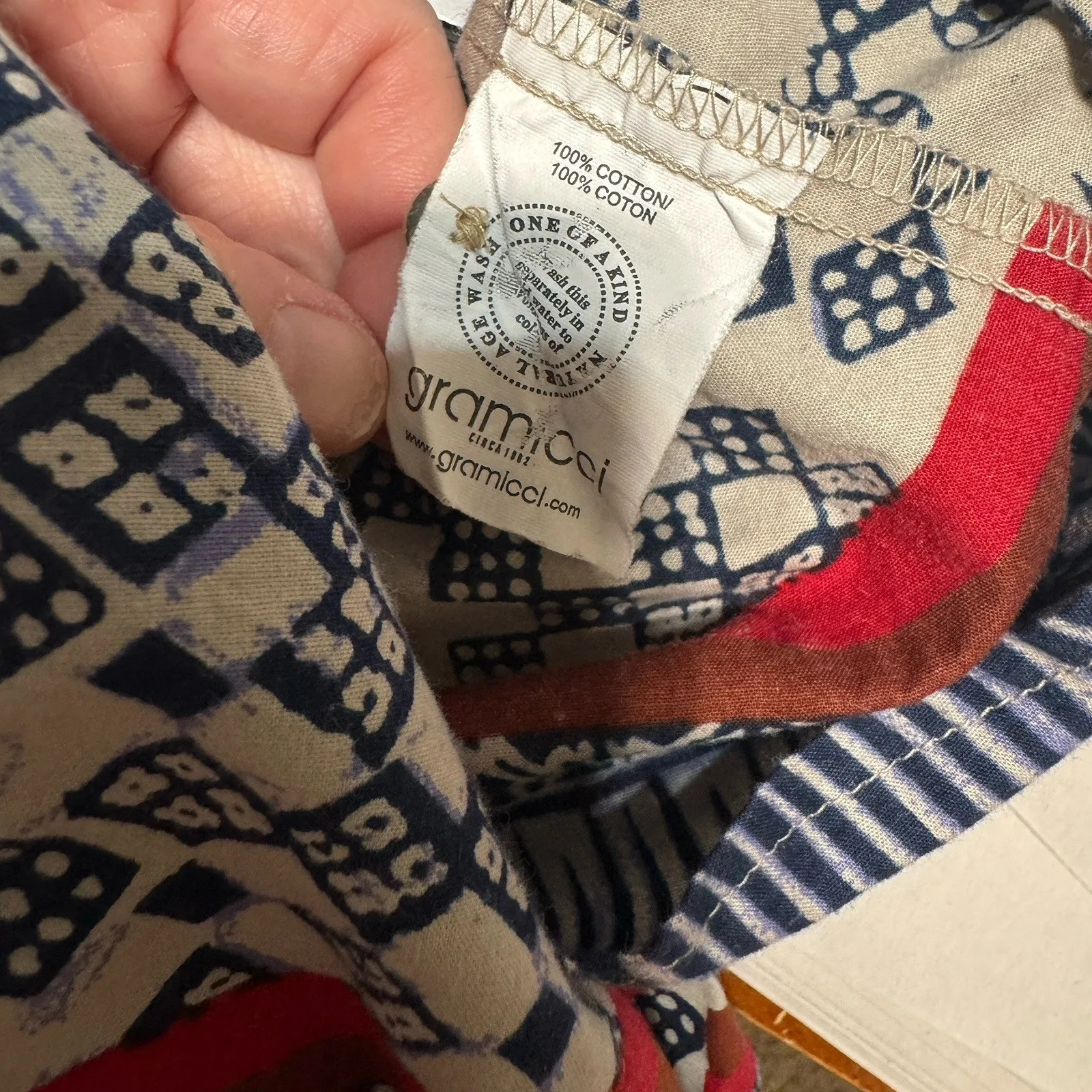 Gramicci Women's Shirt XL Batik Tribal Popover Top Organic Cotton India Blue Size L - Image 6