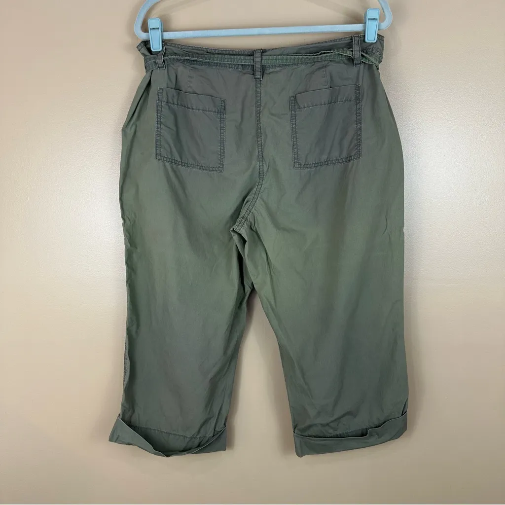 Loft Army Green Cropped Capri Pants with Tie Waist 14 - Image 7