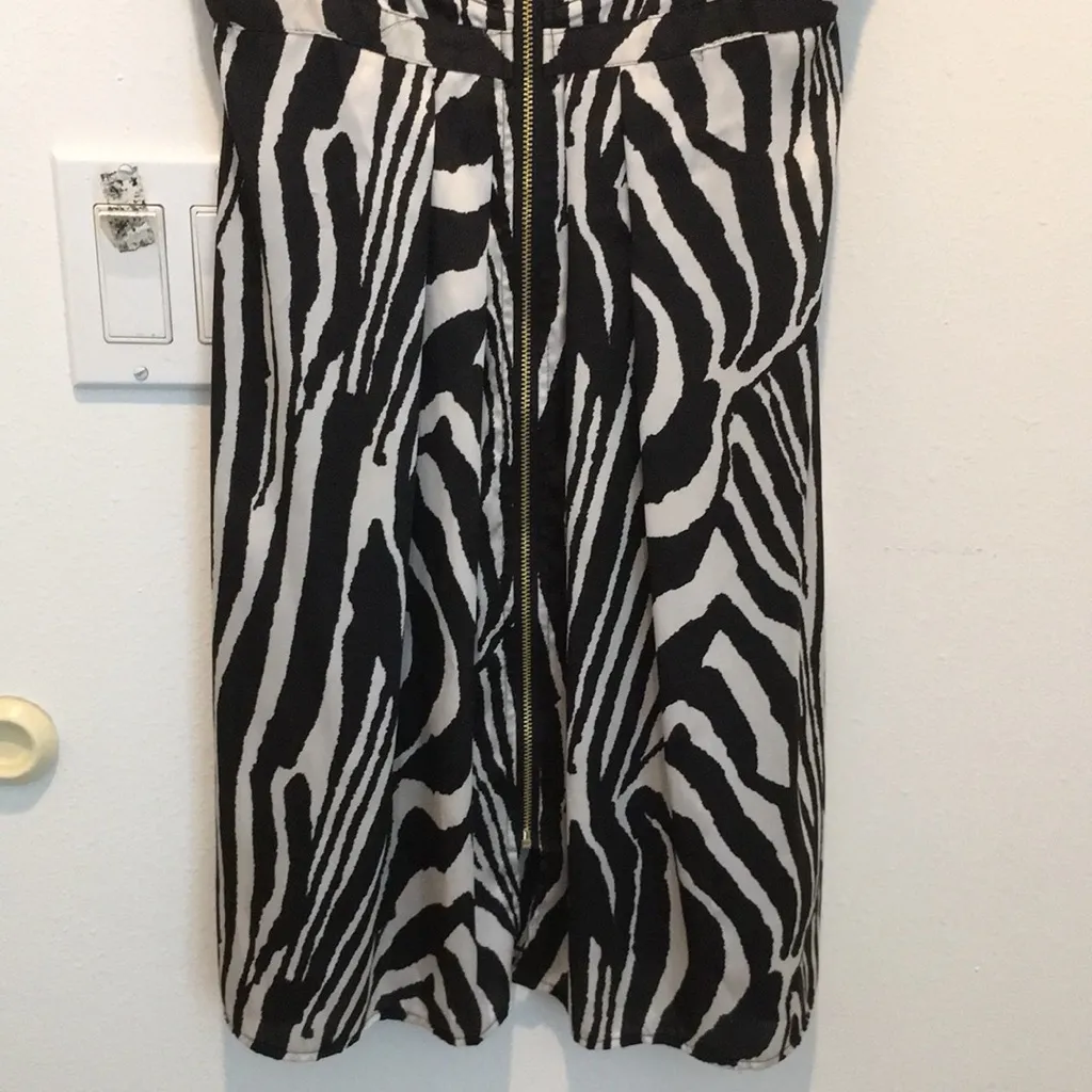 Womens H&M Black and White Satin Zebra Print Shirt Dress Size 6 - Image 4