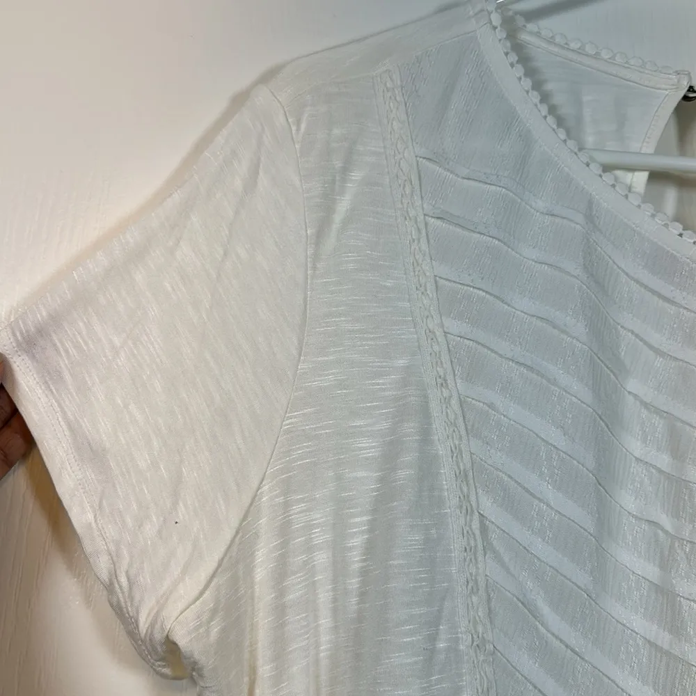 Knox Rose White Bohemian Lace Off White Cream Pullover Tunic Shirt XXL NWT #0398 - Image 3