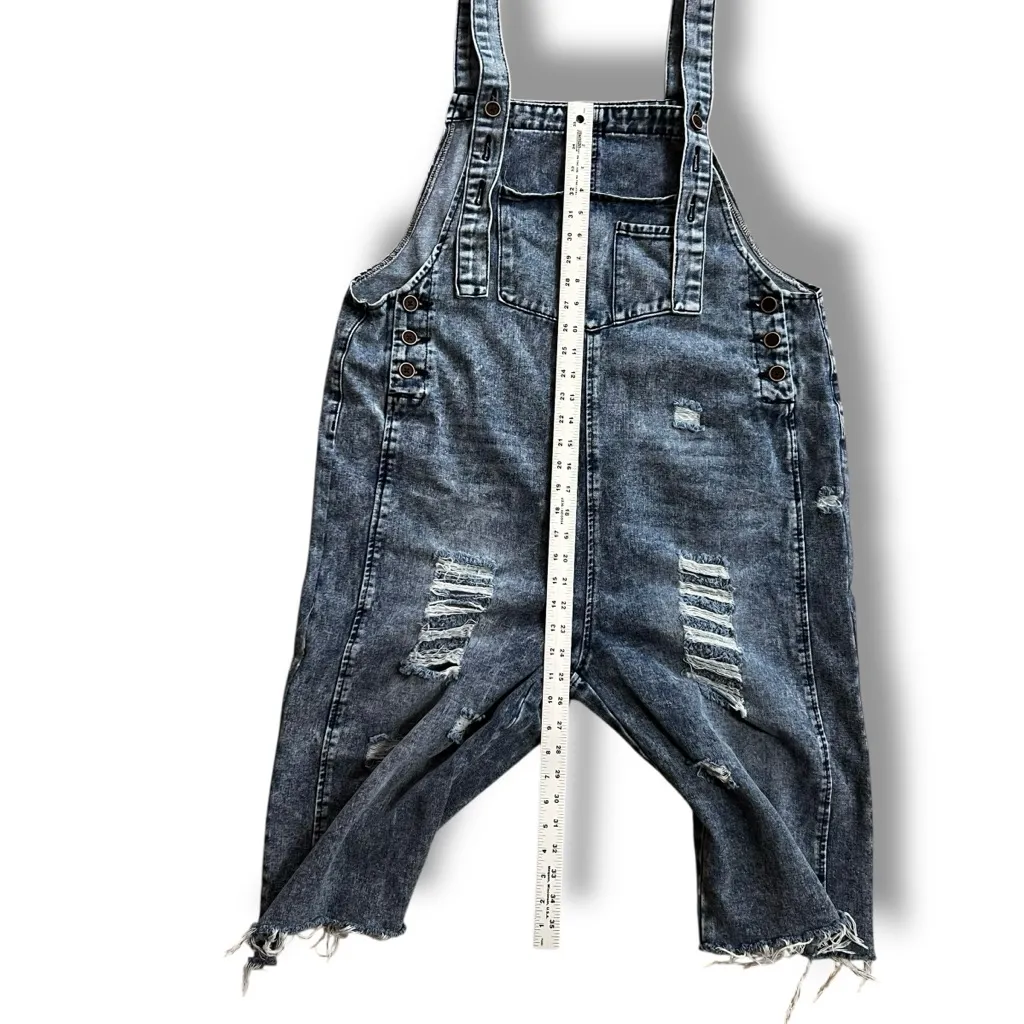 Bella Boutique Washed Denim Loose Fit Distressed Denim Overalls EUC XL Grunge - Image 6