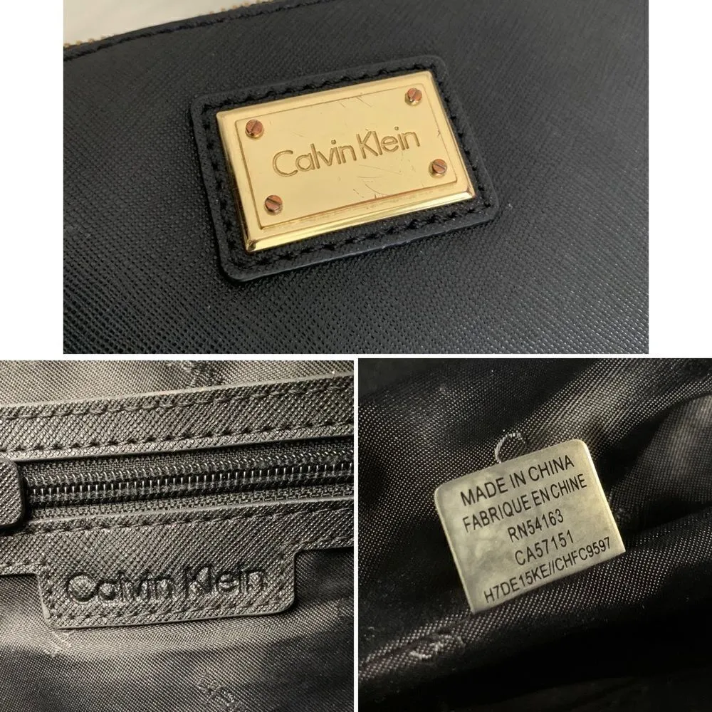 Calvin Klein Black Saffiano Top Zip Chain Crossbody Bag - Image 6