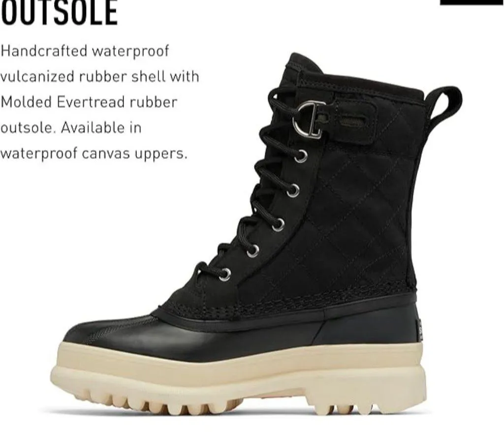 Sorel Caribou Royal Boots in Black & Chalk 8 New Womens Waterproof - Image 16
