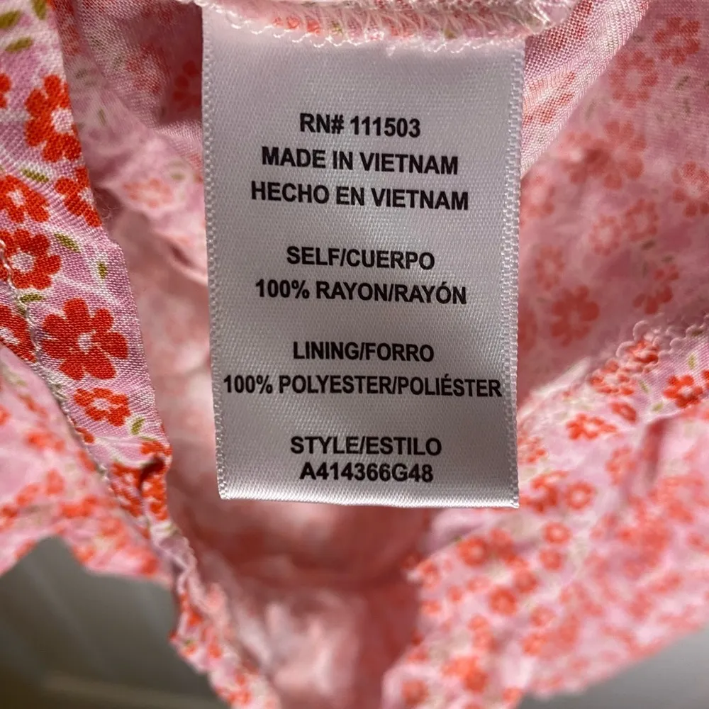 A.U.W. Pink and Red Floral Short Sleeve Ruffled Romper - Image 2