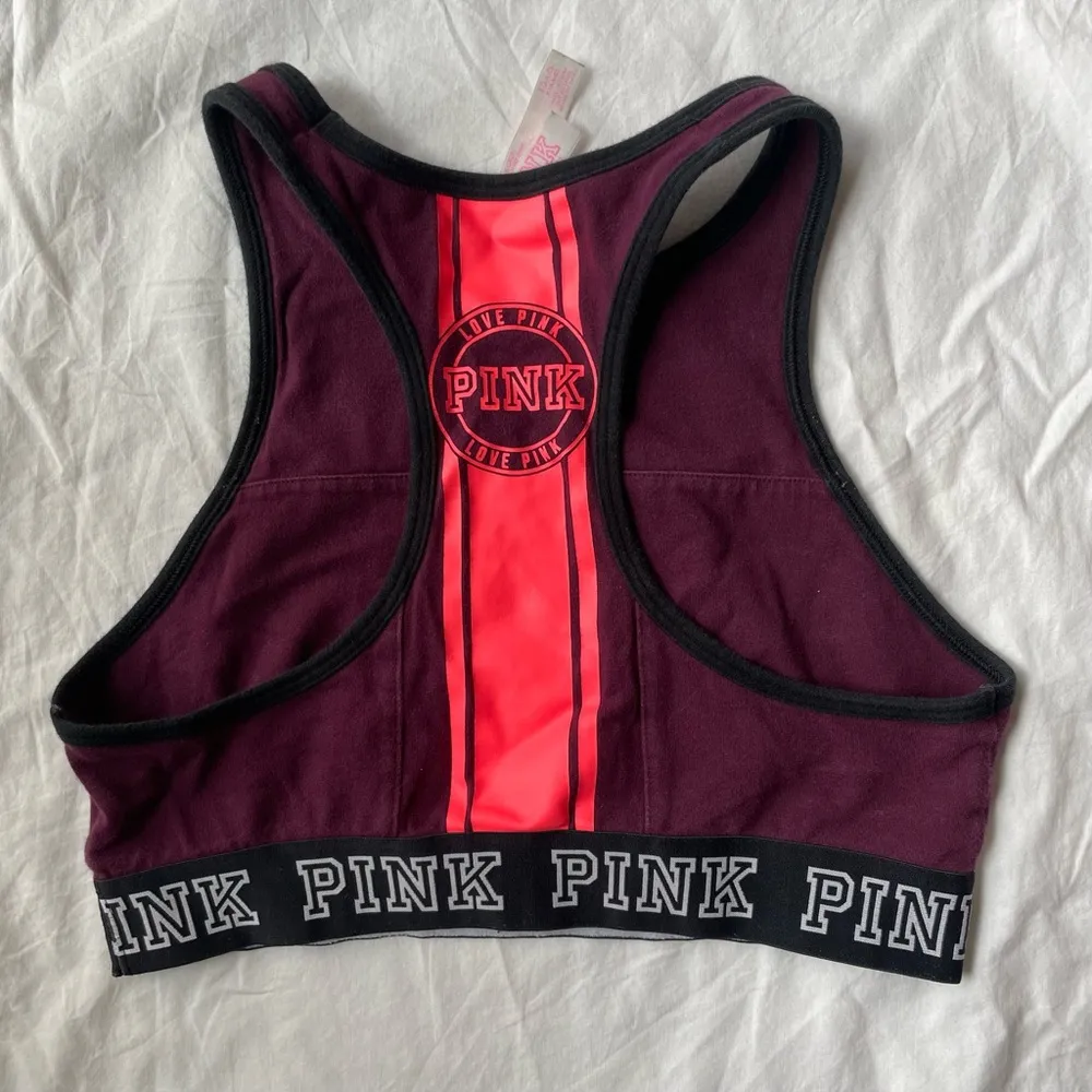 PINK by Victoria’s Secret High Neckline Cotton Razorback Cropped Sports Bra Top - Image 2